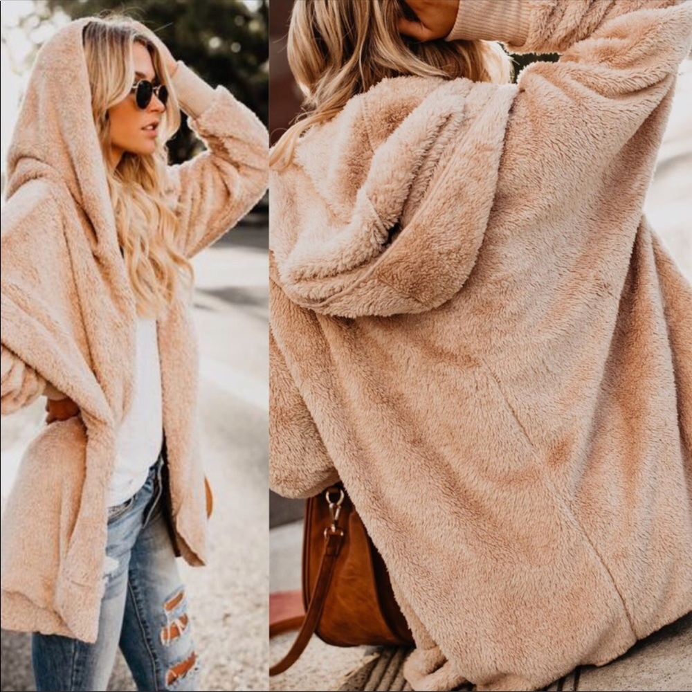 ✨LAST ONE✨🎁🎁 Taupe Soft Faux Fur Cardigan 🎁🎁 - Picture 6 of 8